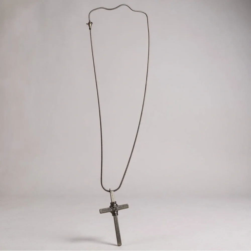 Italy 925 Sterling Silver Cross Pendant Necklace – Wrapped Wire Design
